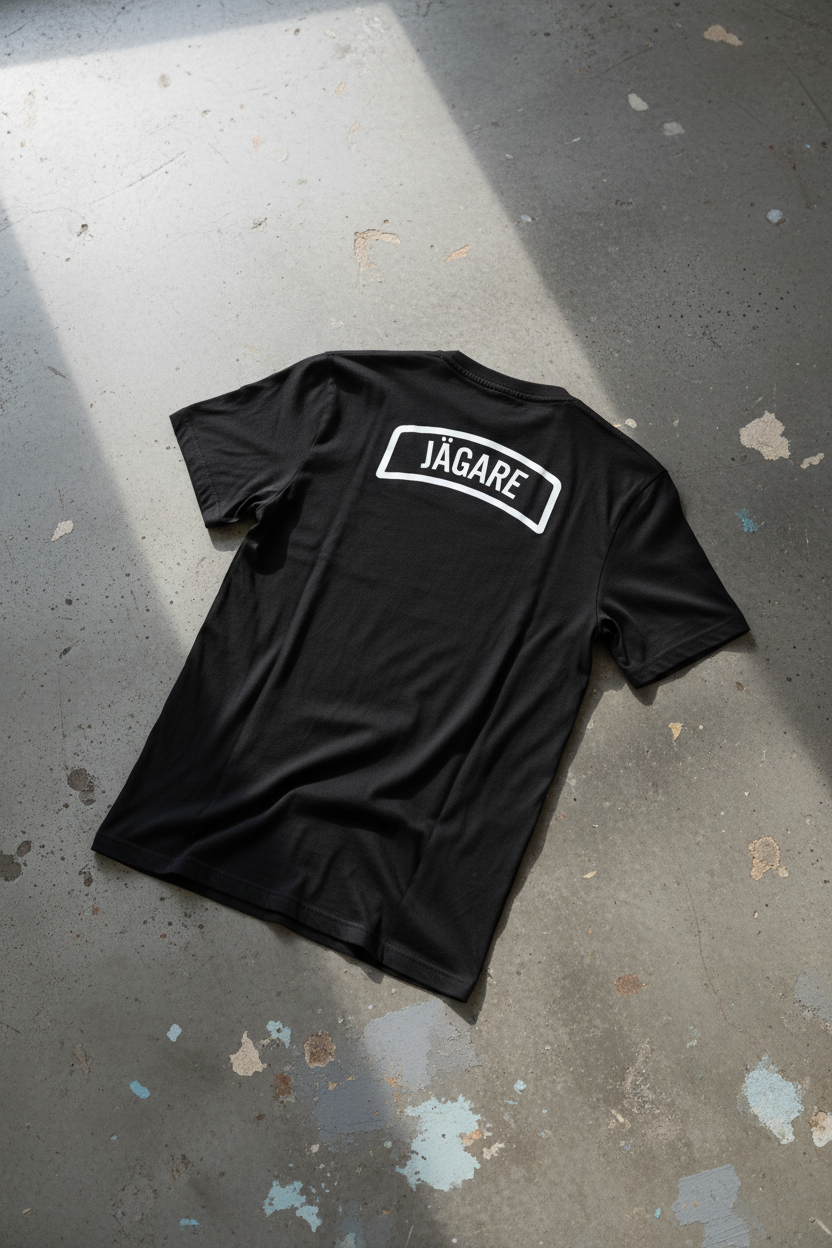 T-shirt Jägare – rygg, betonggolv