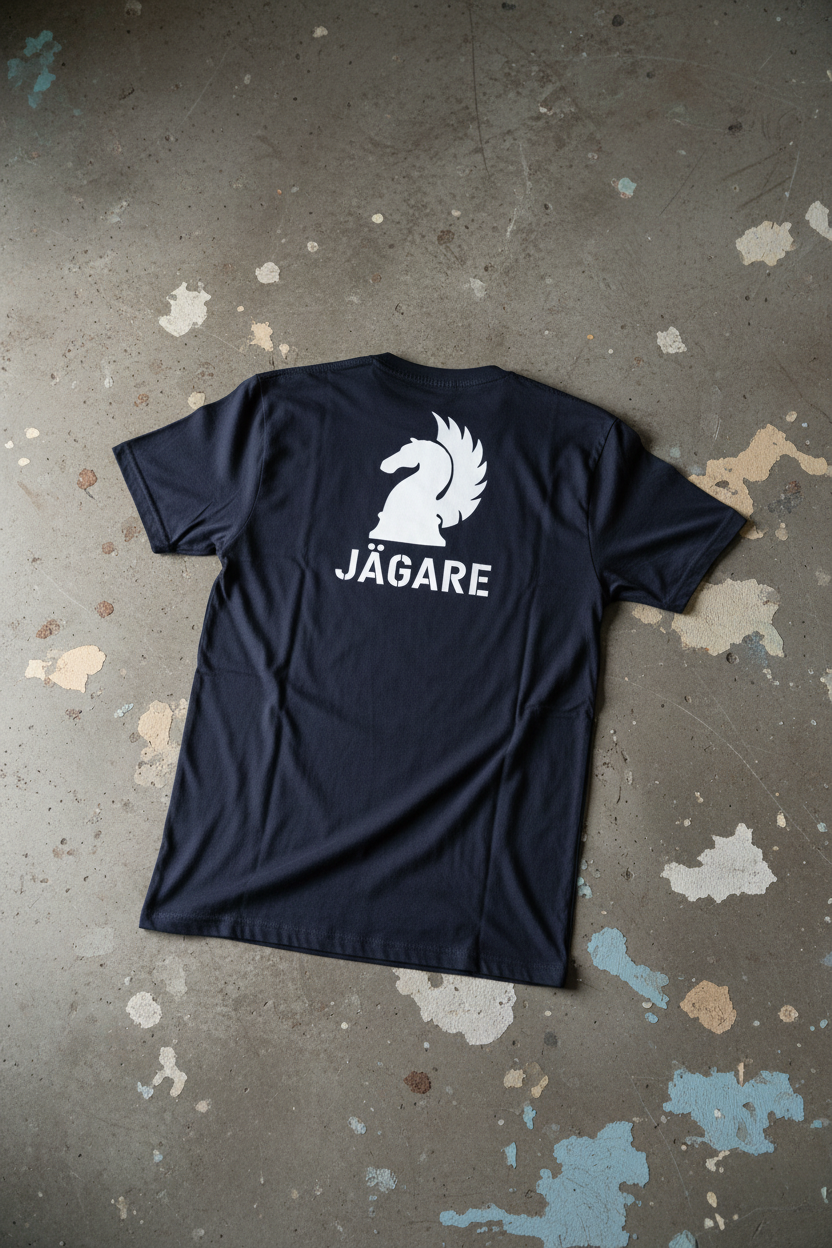 T-shirt Jägare – rygg, betonggolv