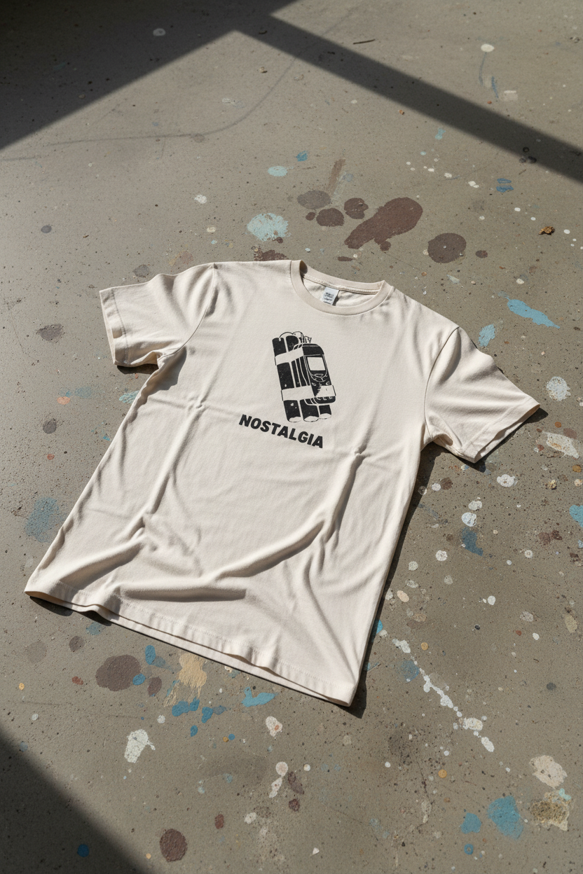 T-shirt Nostalgia – framsida, betonggolv